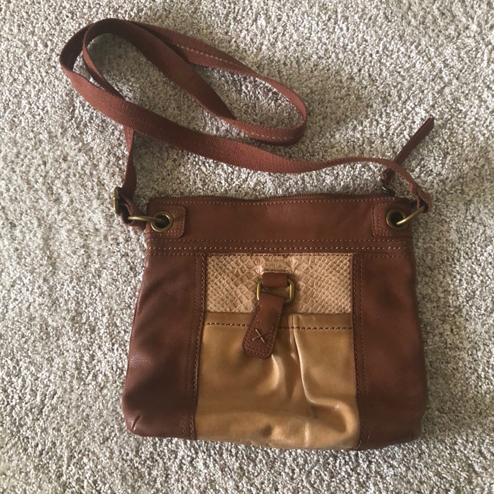 The SAK Kendra Leather Crossbody Handbag - Brown/Tan